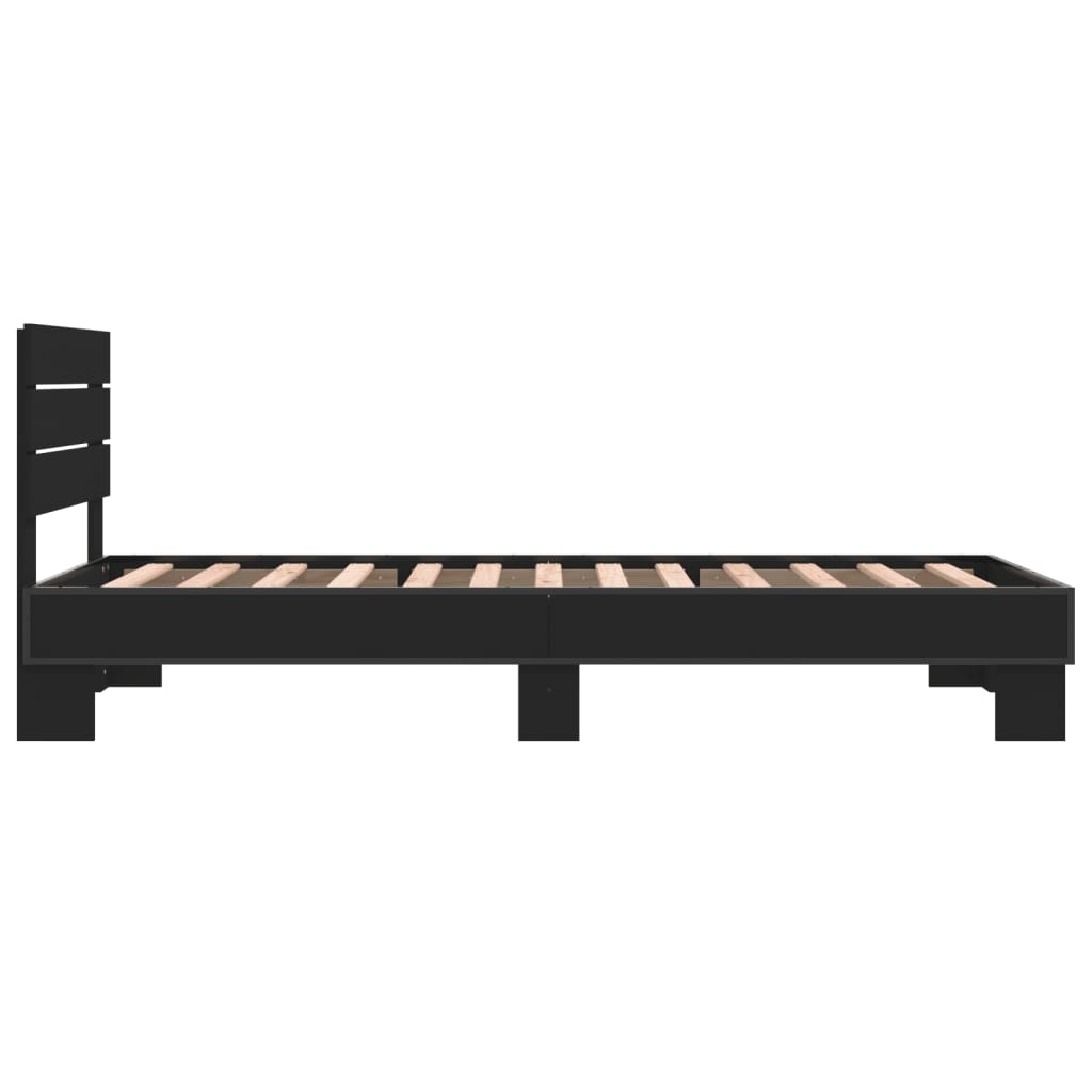 Elegant Black Metal Bed Frame 90x200 cm - Mattress Not Included