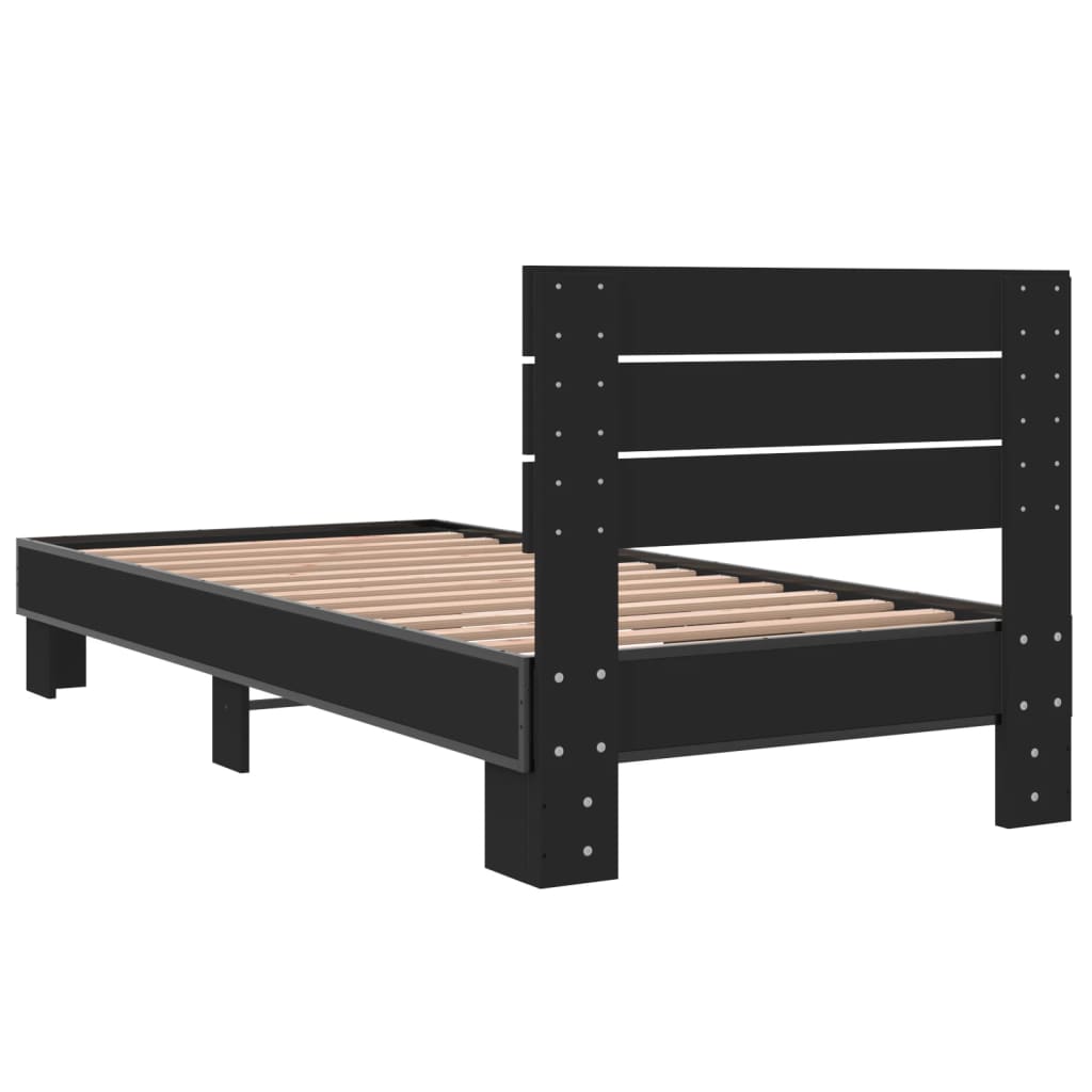 Elegant Black Metal Bed Frame 90x200 cm - Mattress Not Included