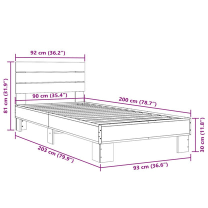 Elegant Black Metal Bed Frame 90x200 cm - Mattress Not Included