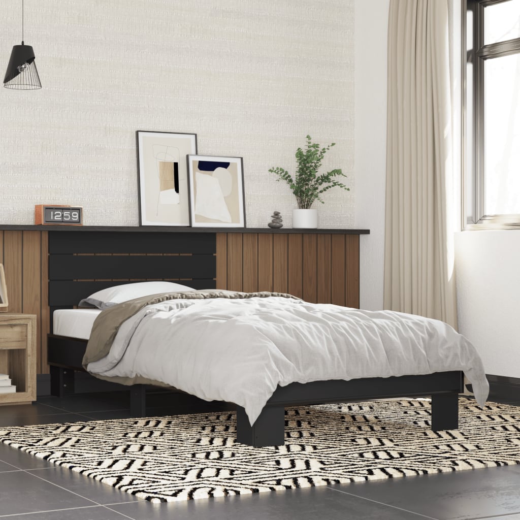 Elegant Black Metal Bed Frame 90x200 cm - Mattress Not Included