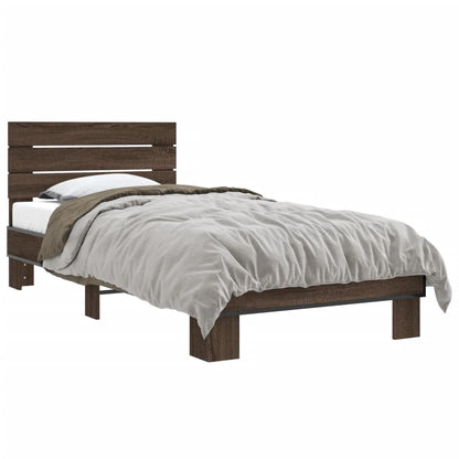 Brown Oak Bed Frame 90x200 cm - Sturdy & Elegant Design