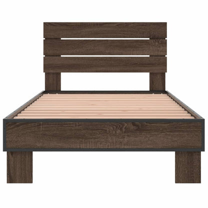 Brown Oak Bed Frame 90x200 cm - Sturdy & Elegant Design