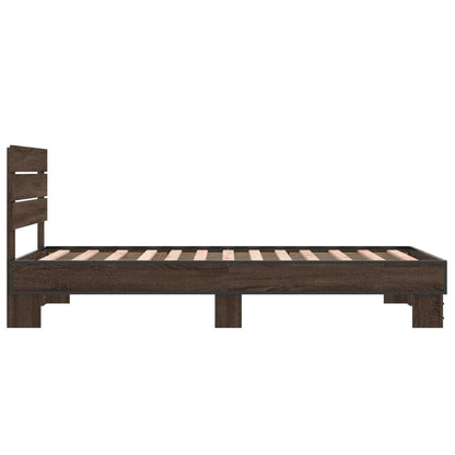 Brown Oak Bed Frame 75x190 cm - Small Single, No Mattress Included