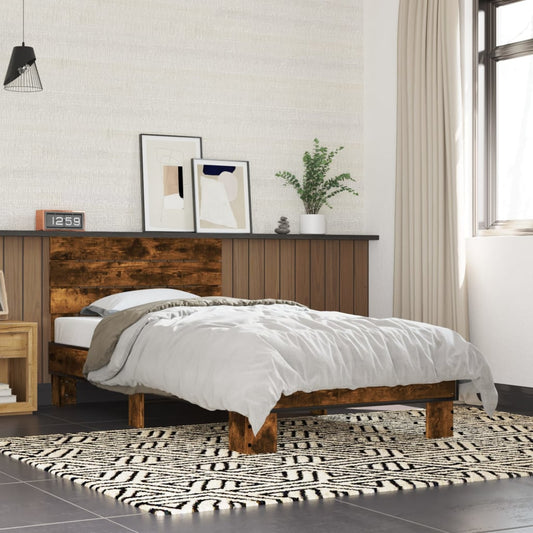 Smoked Oak Single Bed Frame 90x190 cm - No Mattress Included