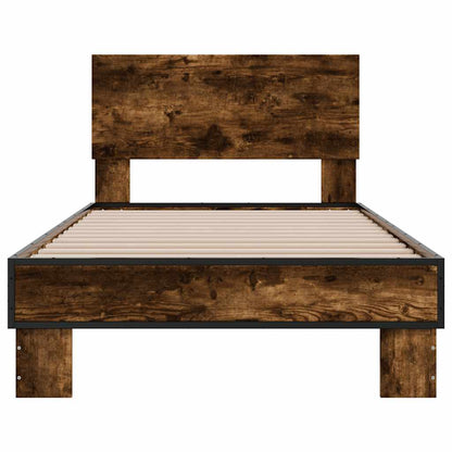 Smoked Oak Bed Frame 90x200 cm - Elegant Design, No Mattress