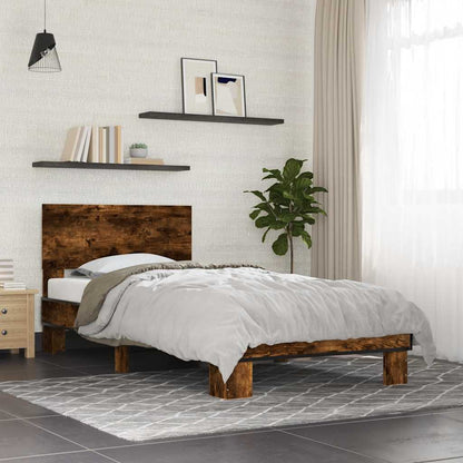 Smoked Oak Bed Frame 90x200 cm - Elegant Design, No Mattress