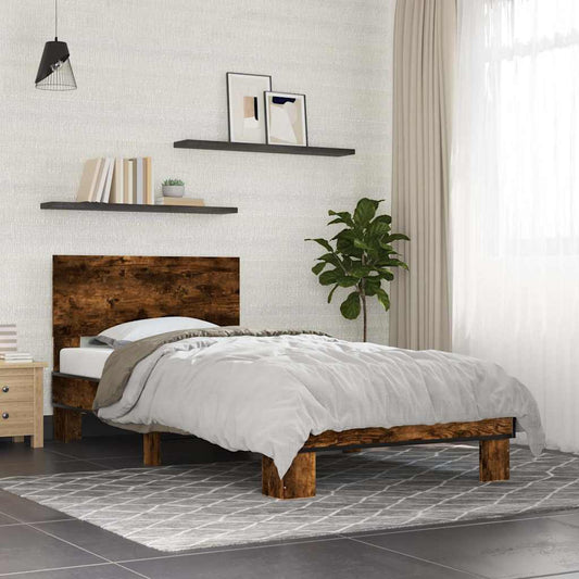 Smoked Oak Small Single Bed Frame 75x190 cm - No Mattress Included