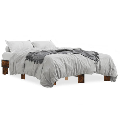 Smoked Oak Bed Frame 140x200 cm - Modern Wood Design