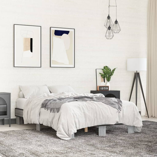 Stylish Grey Sonoma Bed Frame 140x200 cm - Durable & Elegant