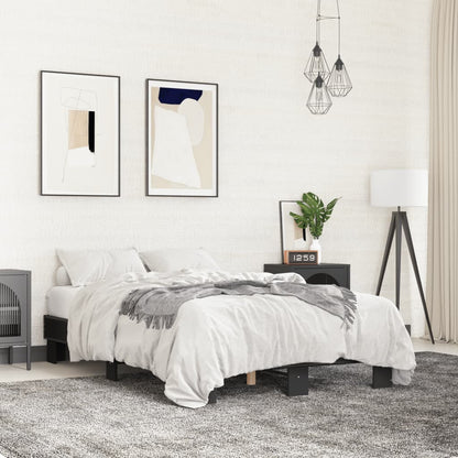 Sleek Black Metal Bed Frame 120x200 cm - No Mattress Included