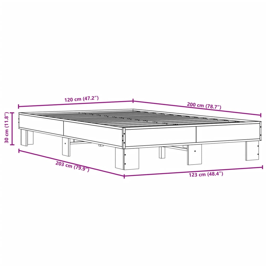 Sonoma Oak Bed Frame 120x200 cm - Elegant & Durable Design
