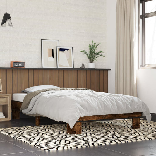 Smoked Oak Bed Frame 100x200 cm - Mattress Not Included