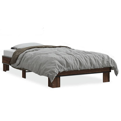Brown Oak Bed Frame (100x200 cm) - Sturdy & Stylish Design