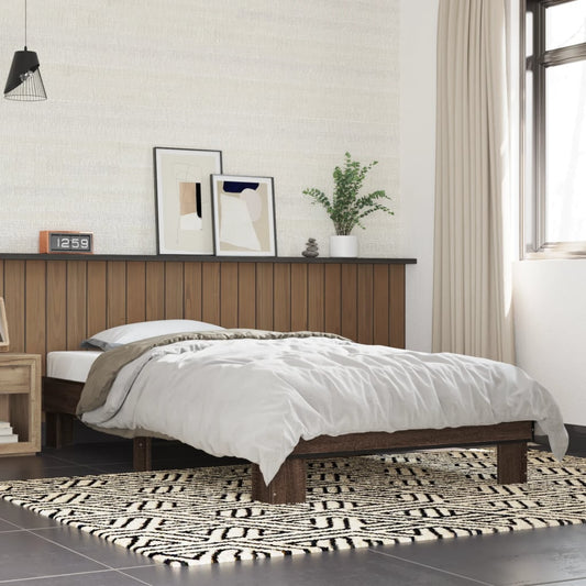 Brown Oak Bed Frame (100x200 cm) - Sturdy & Stylish Design