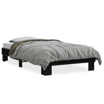 Sleek Black Metal Bed Frame 90x200 cm - Modern Design Without Mattress