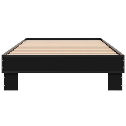 Sleek Black Metal Bed Frame 90x200 cm - Modern Design Without Mattress