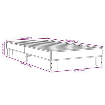 Sleek Black Metal Bed Frame 90x200 cm - Modern Design Without Mattress