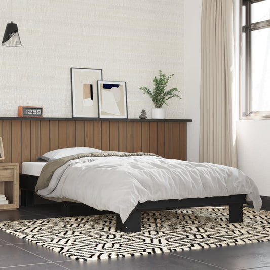 Sleek Black Metal Bed Frame 90x200 cm - Modern Design Without Mattress