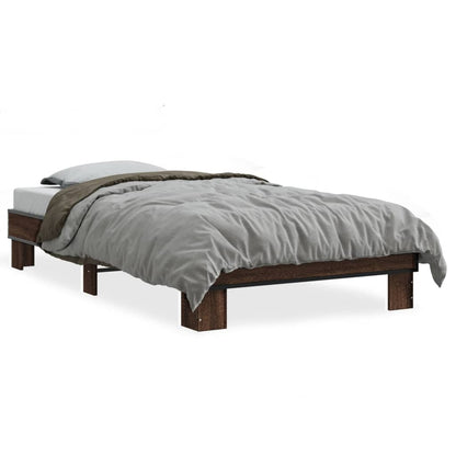 Compact Brown Oak Bed Frame - Small Single 75x190 cm (Mattress Not Incl.)