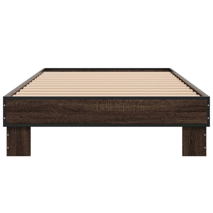 Compact Brown Oak Bed Frame - Small Single 75x190 cm (Mattress Not Incl.)