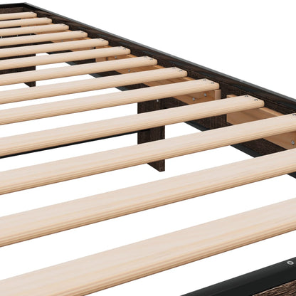 Compact Brown Oak Bed Frame - Small Single 75x190 cm (Mattress Not Incl.)