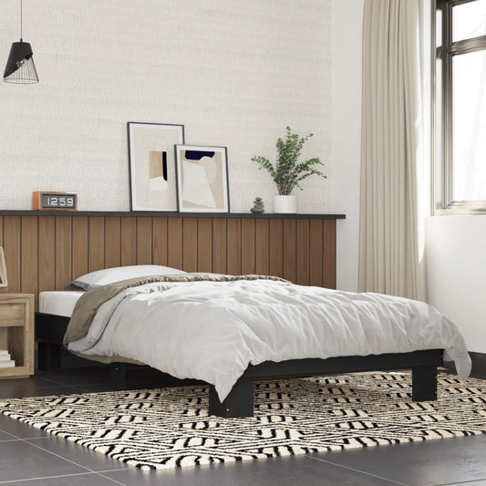 Stylish Black Single Bed Frame 90x190 cm - Metal Design
