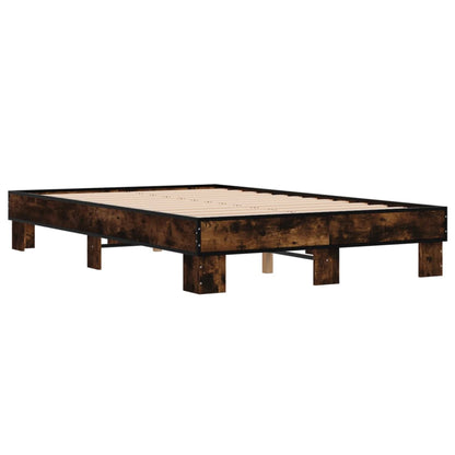 Smoked Oak Double Bed Frame 135x190 cm - No Mattress Included