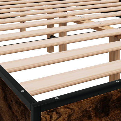 Smoked Oak Double Bed Frame 135x190 cm - No Mattress Included