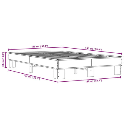 Smoked Oak Double Bed Frame 135x190 cm - No Mattress Included