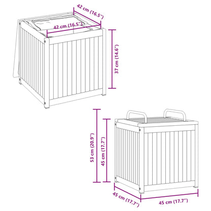 Acacia & Steel Outdoor Cushion Box 45x45x45/53 cm