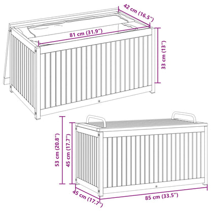 Acacia Wood & Steel Outdoor Cushion Box 85x45x45cm