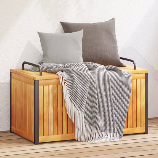 Acacia Wood & Steel Outdoor Cushion Box 85x45x45cm