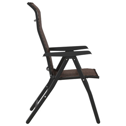 Brown Poly Rattan Folding Garden Chairs - Set of 4, Outdoor Seating