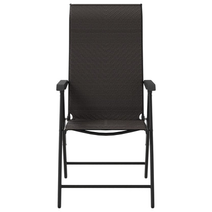 4-Piece Black Coffee Poly Rattan Folding Garden Chairs Set