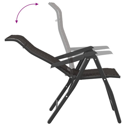 4-Piece Black Coffee Poly Rattan Folding Garden Chairs Set