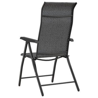 Grey Poly Rattan Folding Garden Chairs - Set of 4