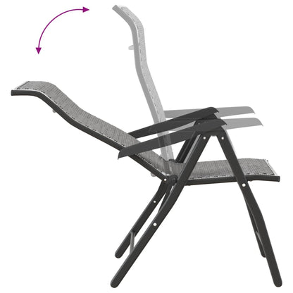 Grey Poly Rattan Folding Garden Chairs - Set of 4