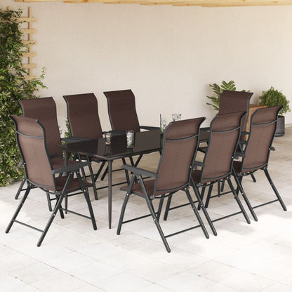 Set of 8 Poly Rattan Folding Garden Chairs - Black