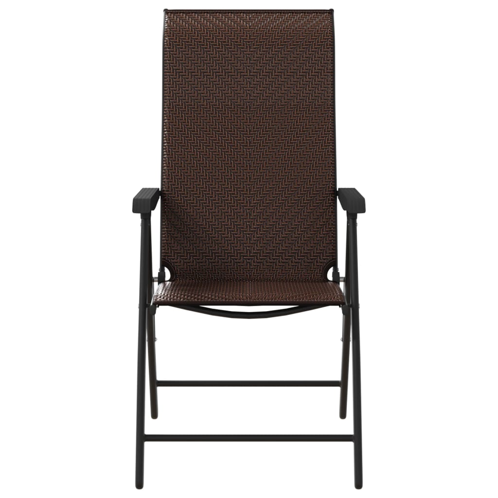Set of 8 Poly Rattan Folding Garden Chairs - Black