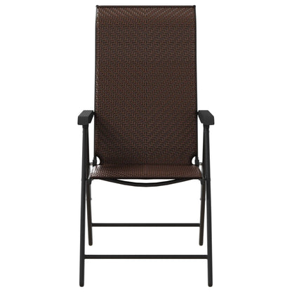 Set of 8 Poly Rattan Folding Garden Chairs - Black