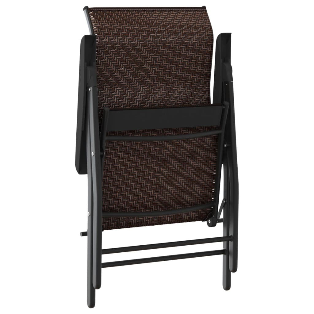 Set of 8 Poly Rattan Folding Garden Chairs - Black