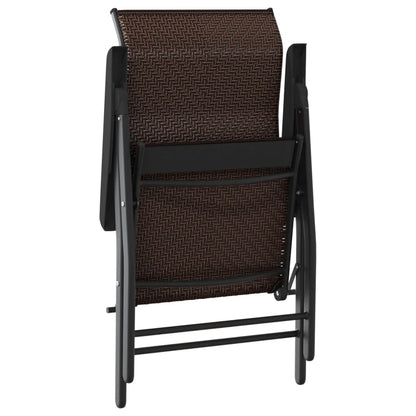 Set of 8 Poly Rattan Folding Garden Chairs - Black
