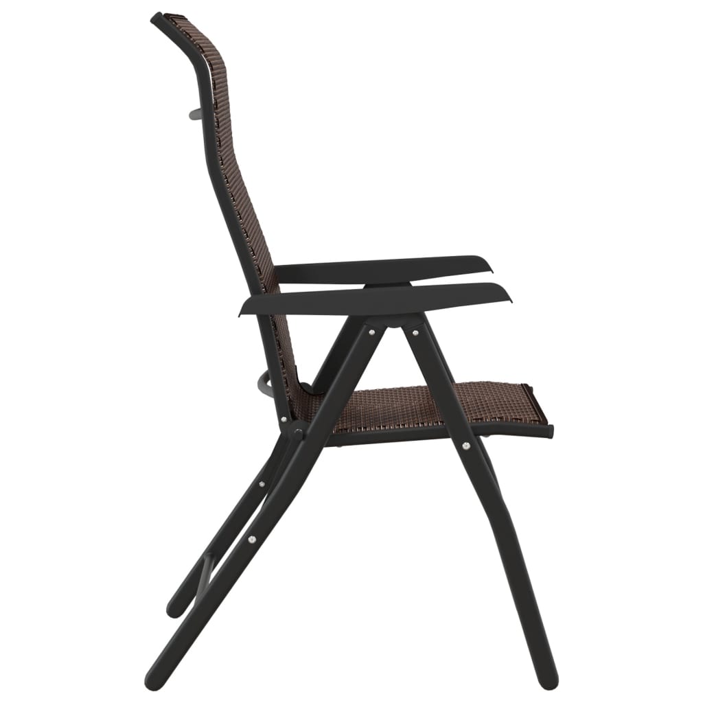 Set of 8 Poly Rattan Folding Garden Chairs - Black