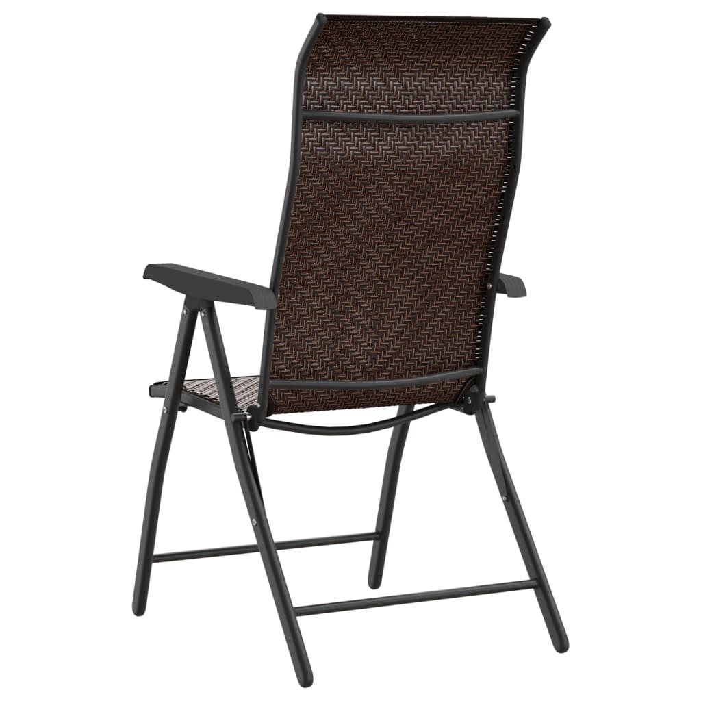 Set of 8 Poly Rattan Folding Garden Chairs - Black