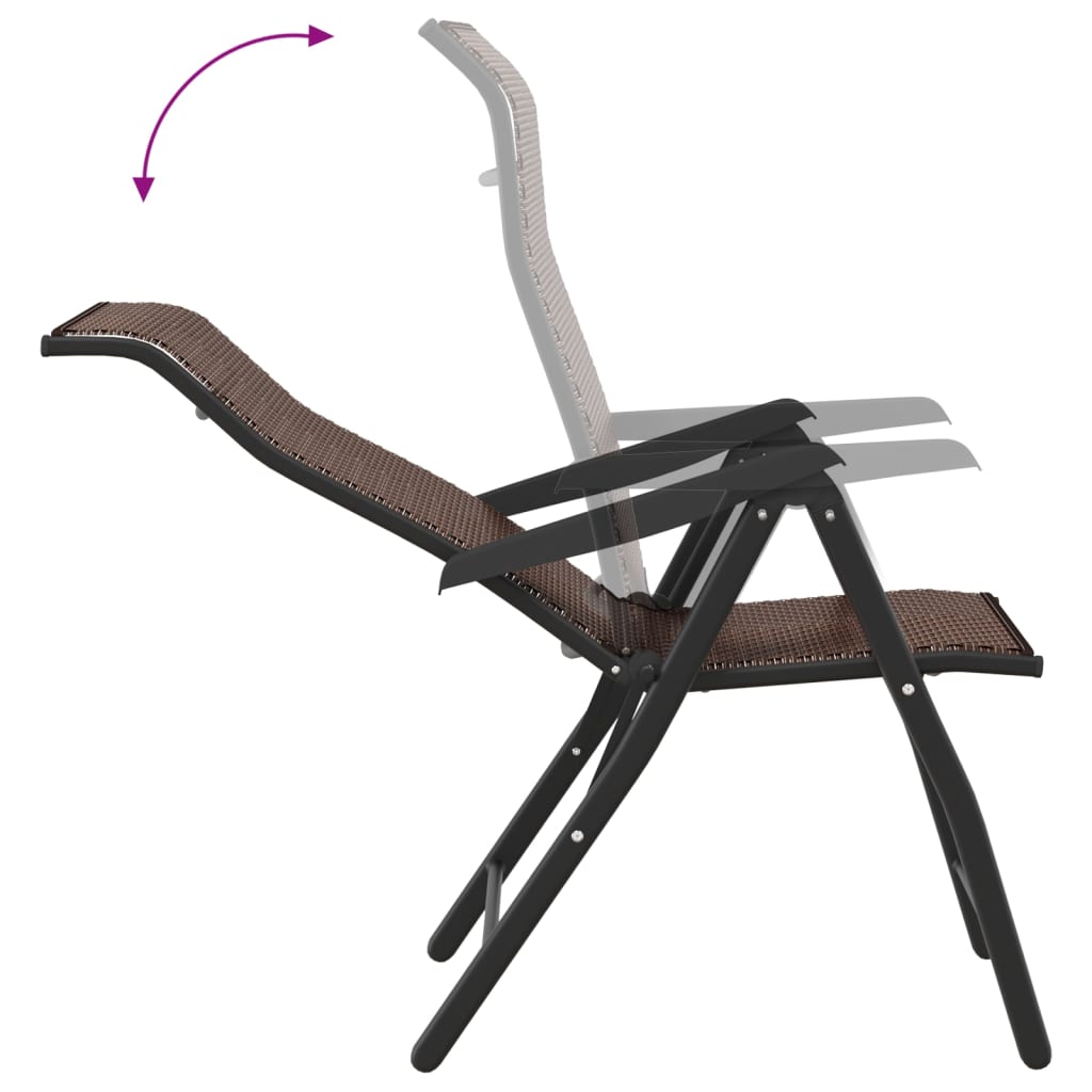 Set of 8 Poly Rattan Folding Garden Chairs - Black