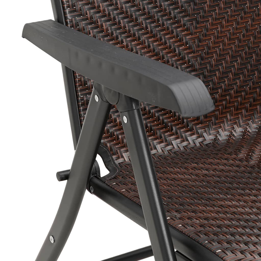 Set of 8 Poly Rattan Folding Garden Chairs - Black