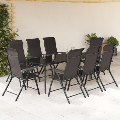 8 Pc Black Coffee Poly Rattan Folding Garden Chairs Set