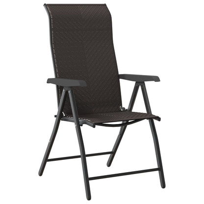 8 Pc Black Coffee Poly Rattan Folding Garden Chairs Set