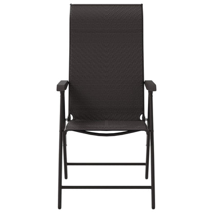 8 Pc Black Coffee Poly Rattan Folding Garden Chairs Set