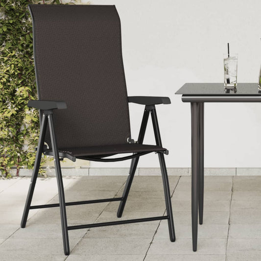 8 Pc Black Coffee Poly Rattan Folding Garden Chairs Set